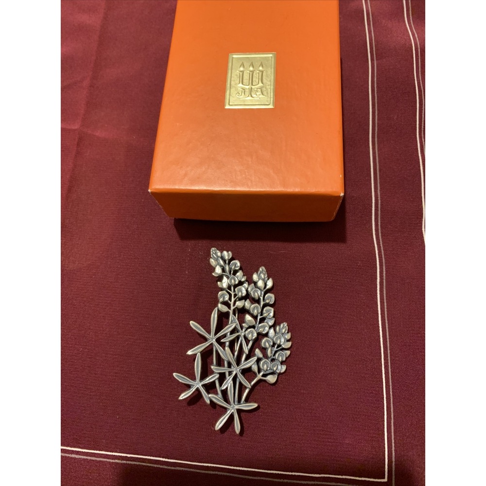 Retired James Avery LARGE Texas Bluebonnet Brooch Pin 2.25" Approx. 925 Silver